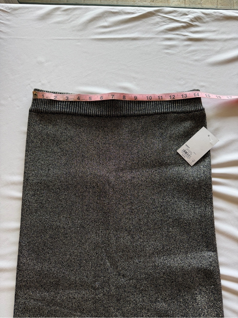 NWT SO Black Gold Metallic Rib Knit Midi Sweater Skirt Side Slit Size M - Picture 4 of 7